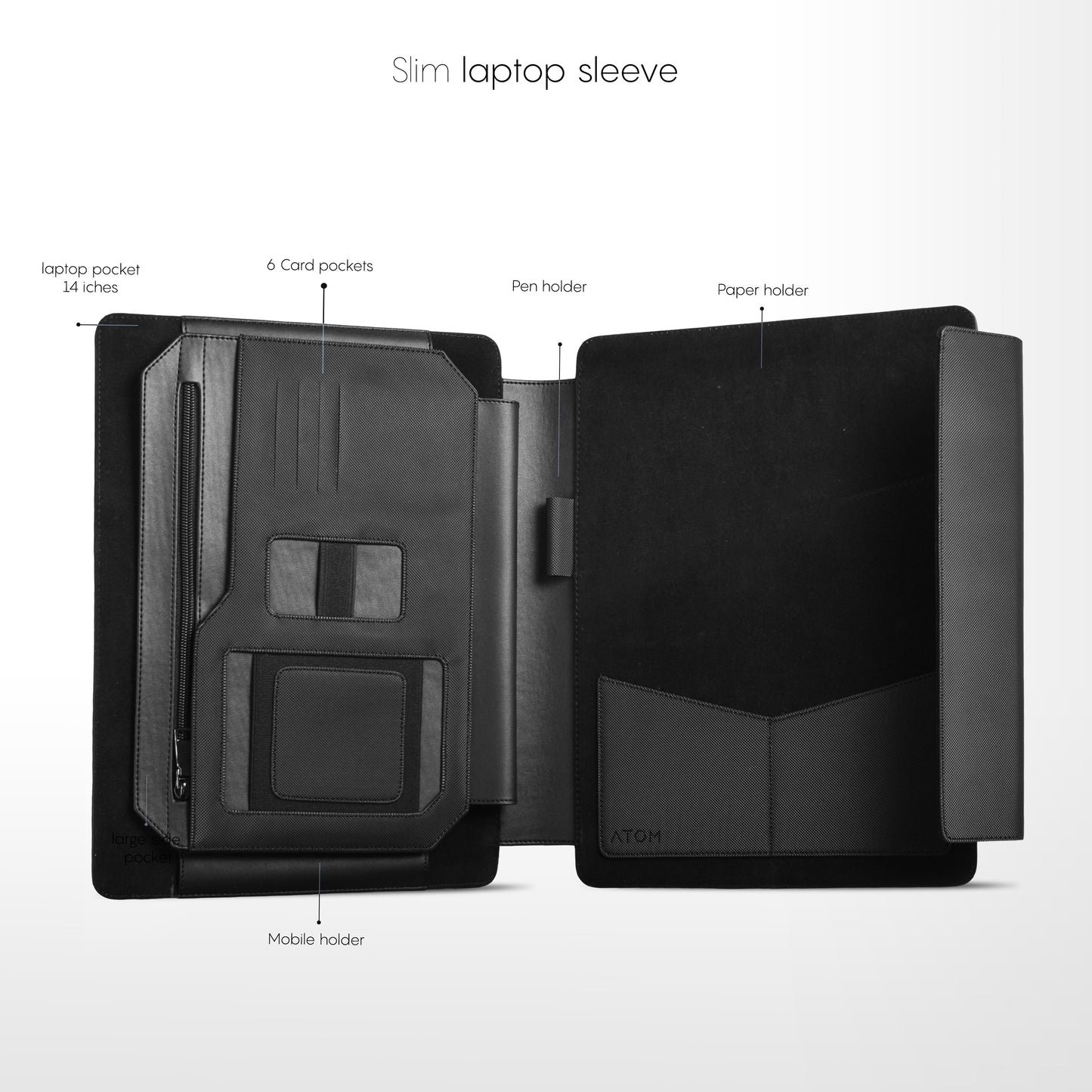 Black slim laptop sleeve