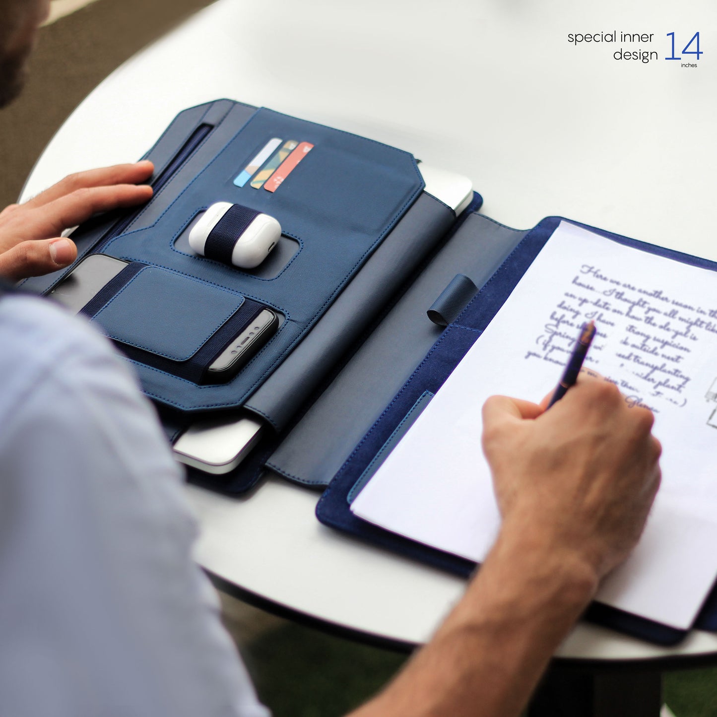 Navy slim laptop case